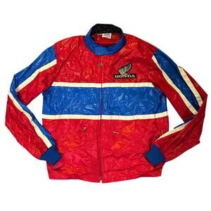 Honda RARE Vintage 70's Hondaline Nylon Windbreaker Zip Racing Jacket Size Large